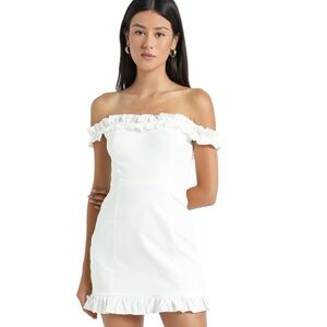 Showpo Days of Summer Dress in White Linen Look Sz 12